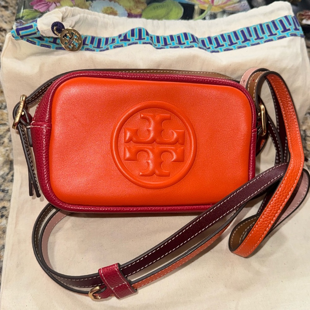 TORY BURCH Perry Bombe Double Strap Mini Bag; dust bag included